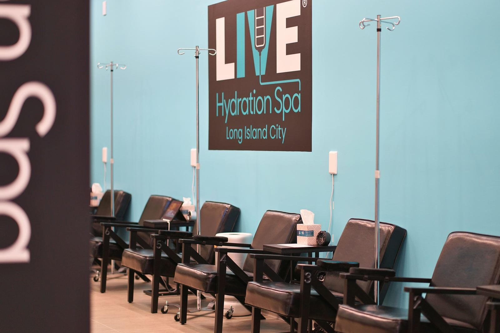 IV lounge at LIVE Hydration Spa in Long Island City